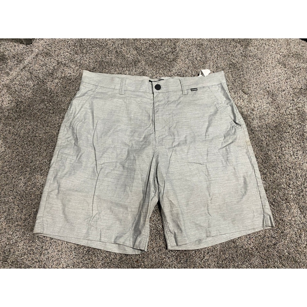 Hurley H2O-Dri Hybrid Shorts Grey Heather 2-Way Stretch Size 34 Good